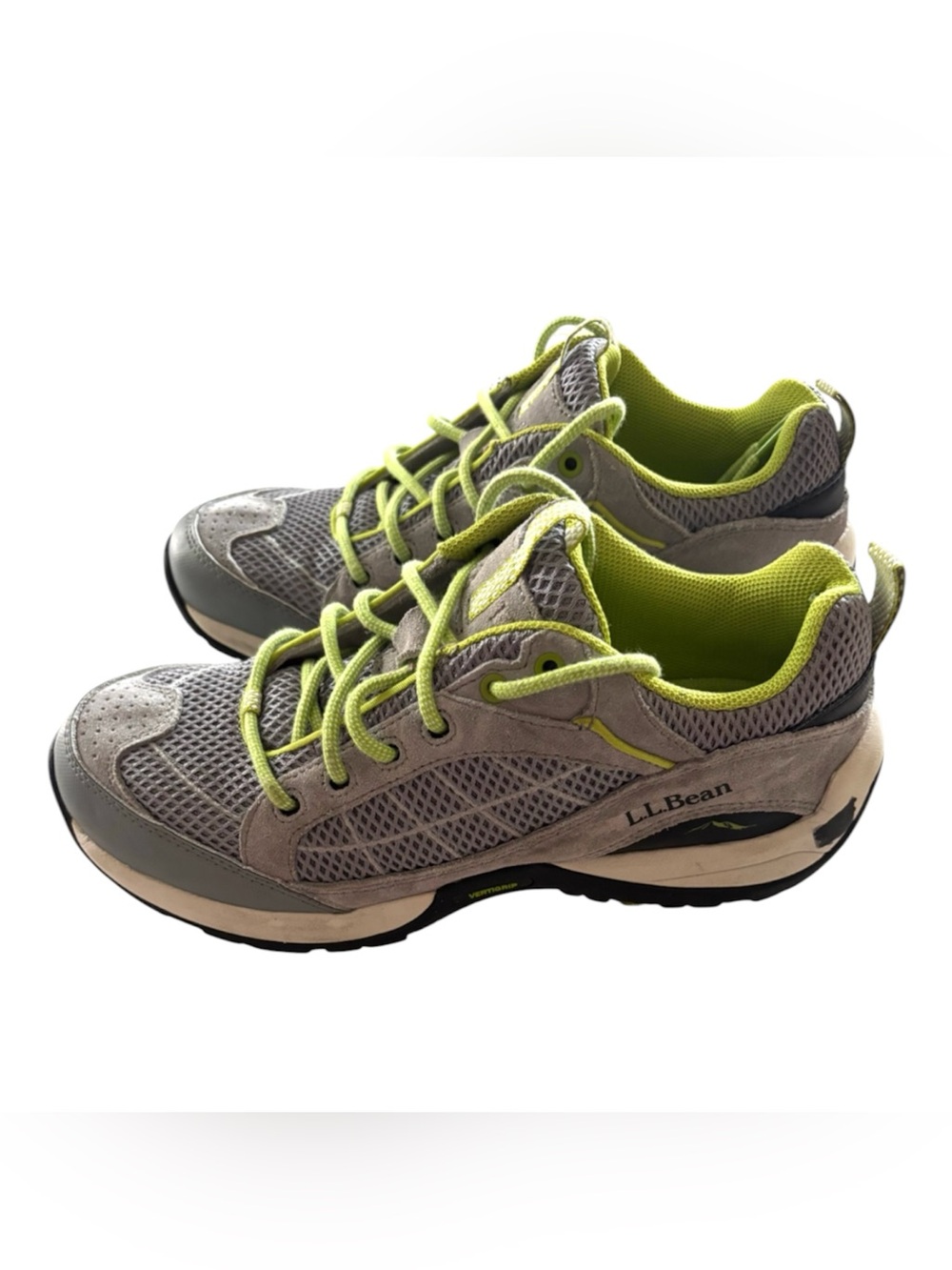 NWOT L.L. Bean Gray Lime Vertigrip Pathfinder Hiking Shoes Sneakers SZ 11 M